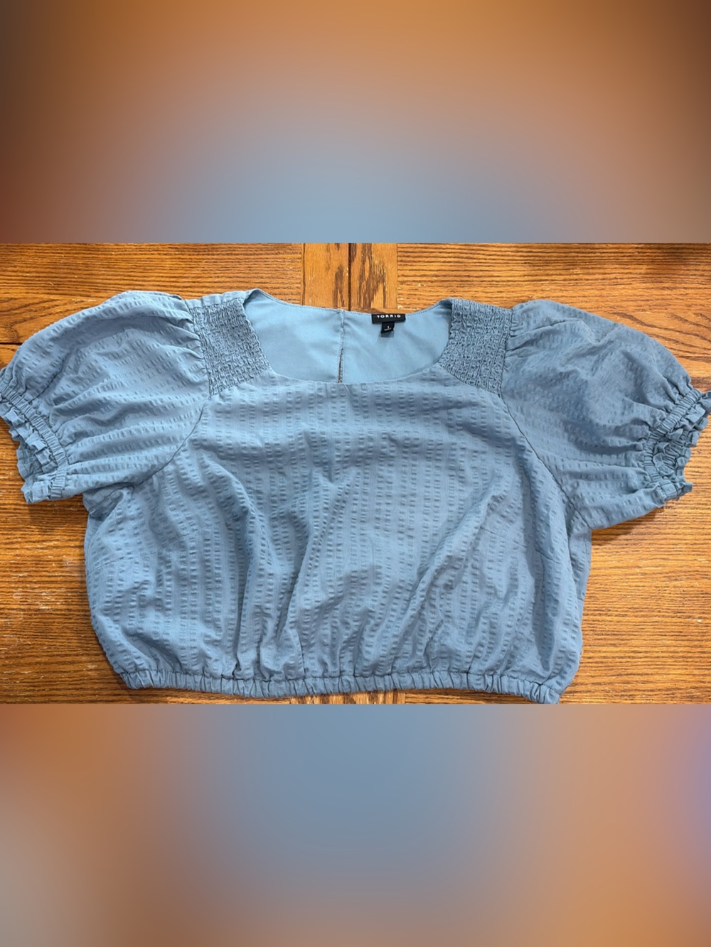 Torrid Light Blue Blouse with Puff Sleeve